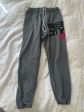 Freecity Gray Sweatpants with Pink Accent